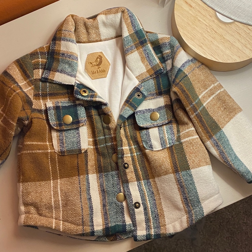 Kids Plaid Jacket - Brown, Blue, and White
